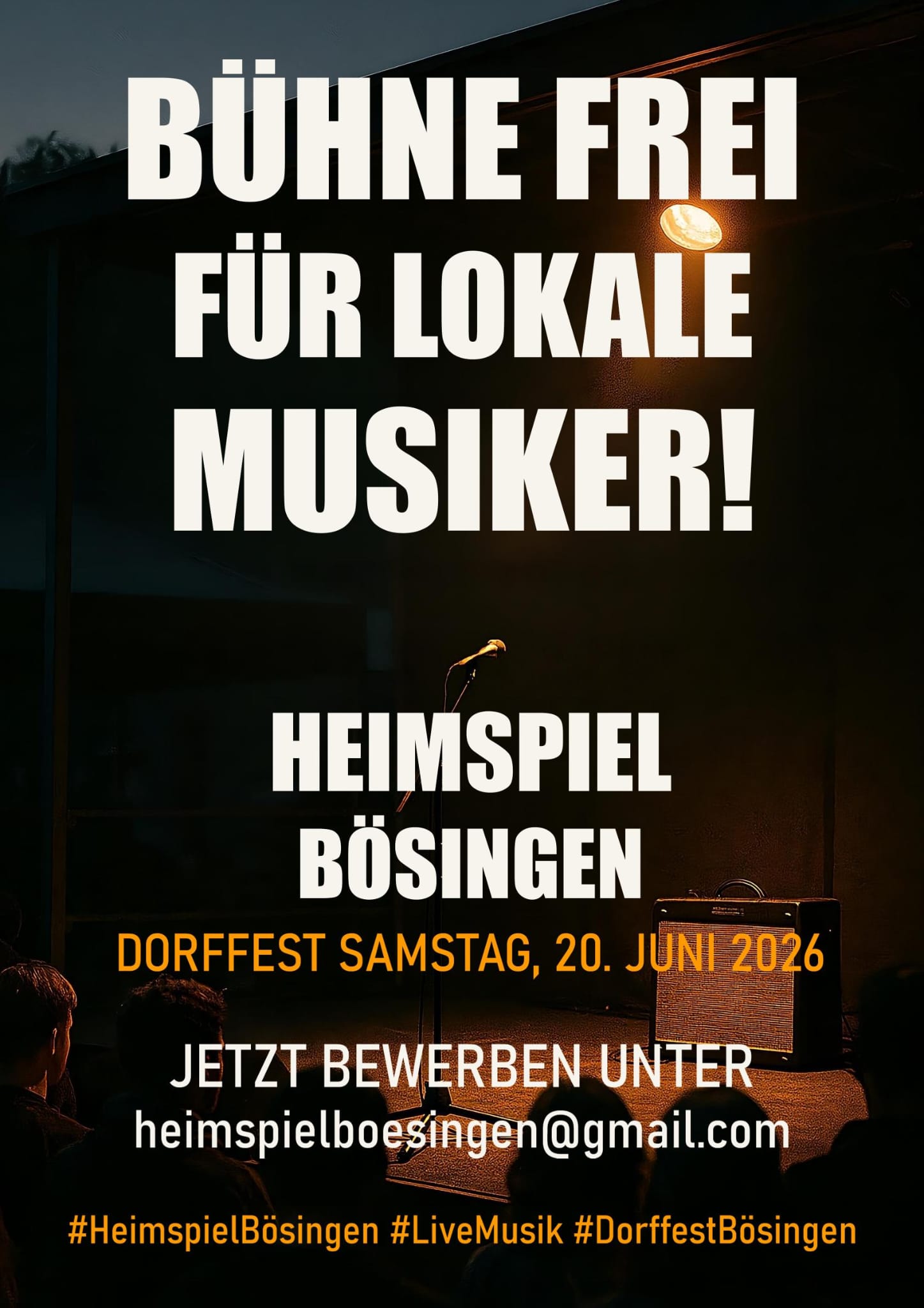 Heimspiel Bösingen — Bühne frei für lokale Musiker, Dorffest Samstag 20. Juni 2026